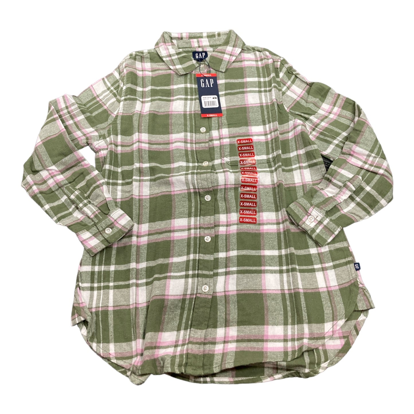 GAP Ladies Button Down Long Sleeve Relaxed Fit Boyfriend Flannel Top