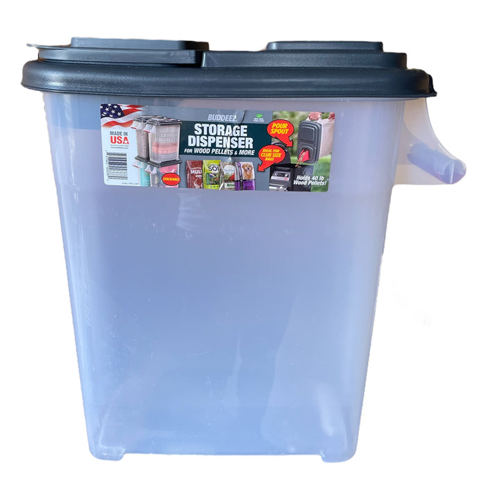Buddeez Stackable 8 Gallon Clear Storage Dispenser, 19" x 10" a 20"