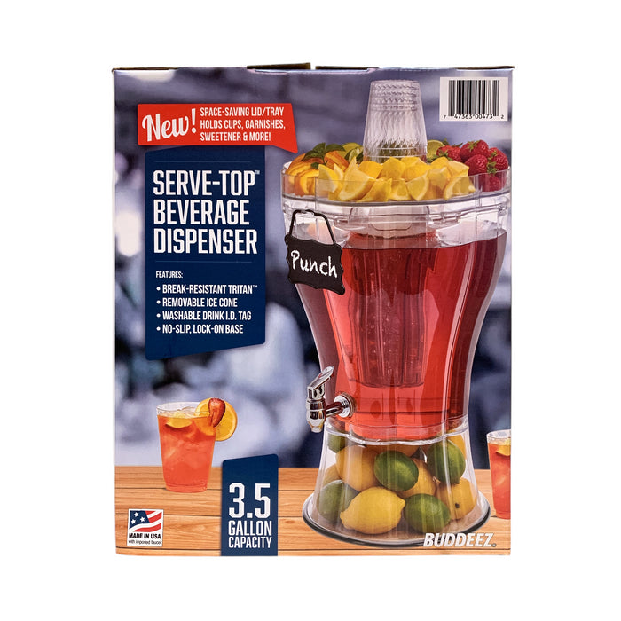 Buddeez Serve-Top 3.5 Gallon Beverage Dispenser with Ice Cone Insert