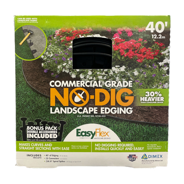 EasyFlex Commercial Grade No-Dig Landscape Edging Project Kit, Black, 40 ft.