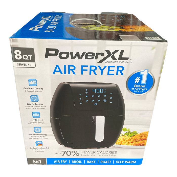 PowerXL Large 8-Quart Nonstick Air Fryer with One-Touch Digital Display - Black