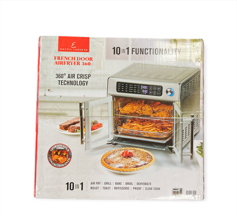 Emeril Lagasse Stainless Steel 10-in-1 French Door 26 Quart AirFryer 360 *Open*