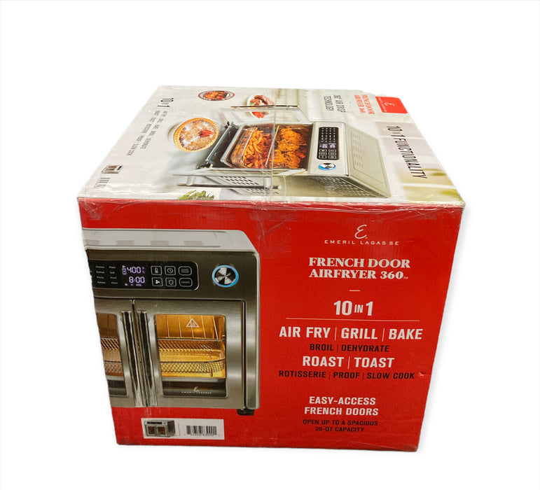 Emeril Lagasse Stainless Steel 10-in-1 French Door 26 Quart AirFryer 360 *Open*