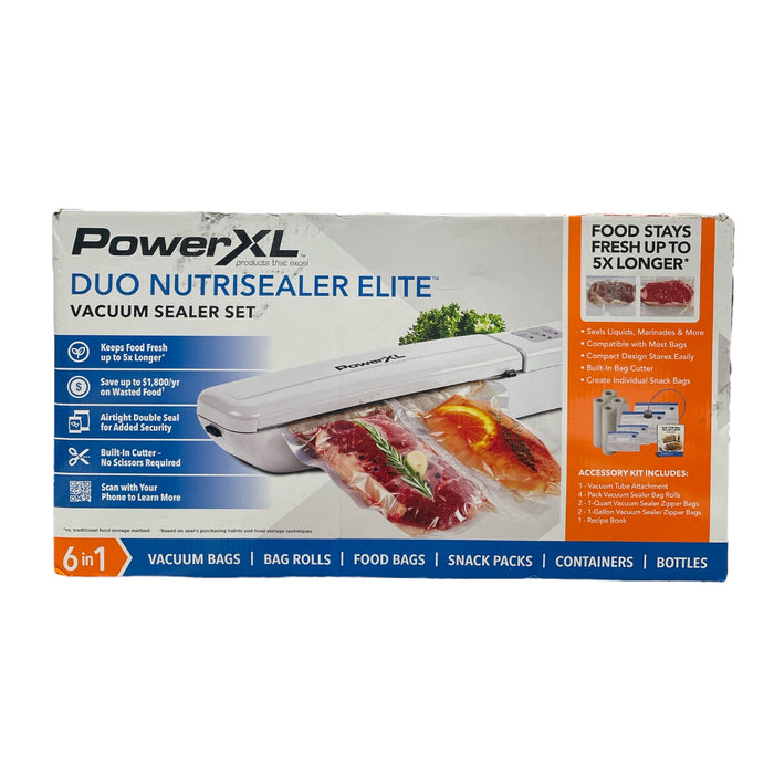 PowerXL Duo NutriSealer Elite, 6-in-1 Vacuum Sealer Machine, White