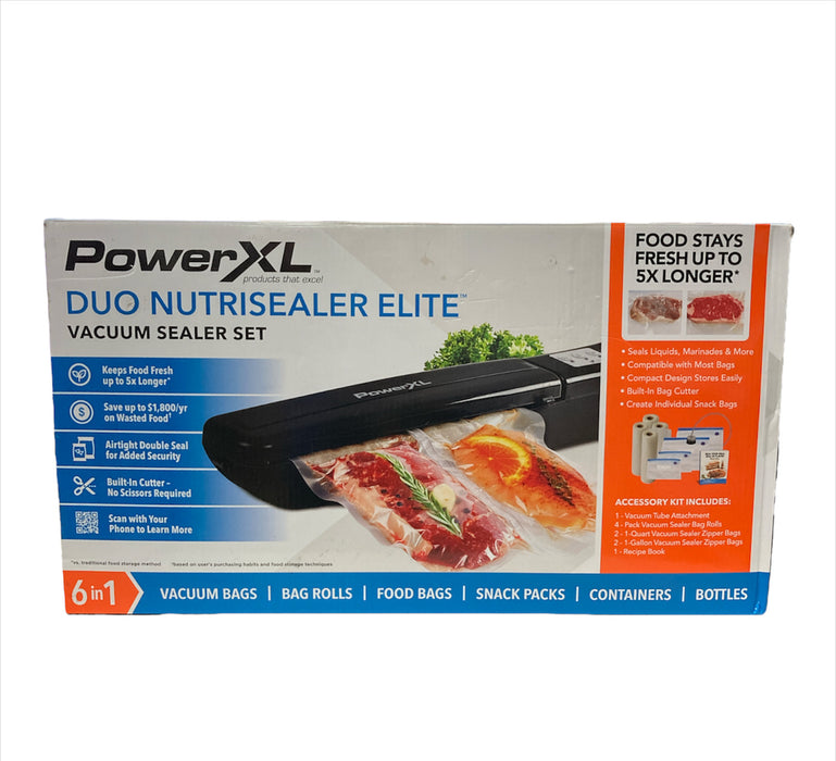 PowerXL Duo NutriSealer Elite, 6-in-1 Vacuum Sealer Machine, Black