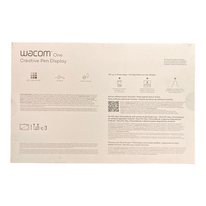 Wacom One 13.3 inch Graphics Tablet Creative Pen Display, DCT133W1A
