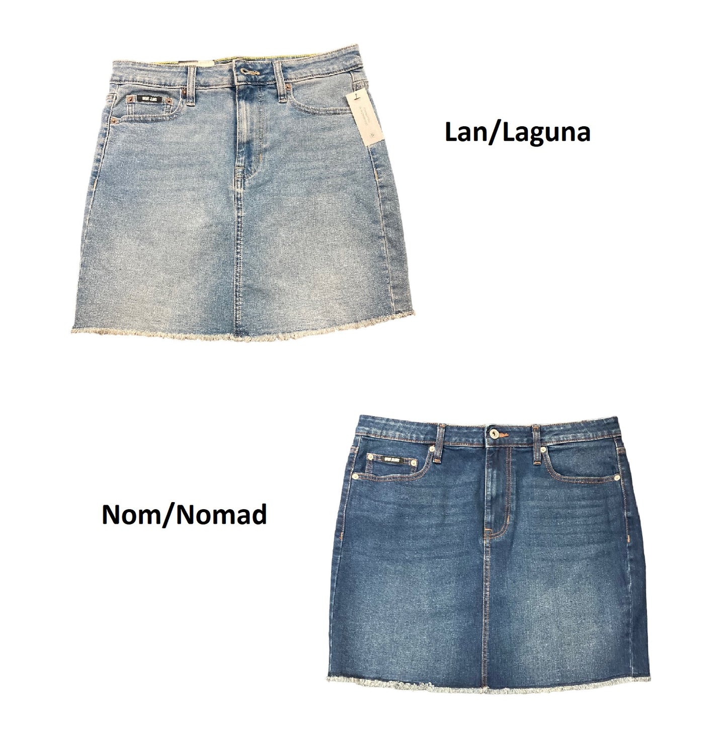 DKNY Jeans Women's 17" A-Line Frayed Raw Hem Denim Skirt