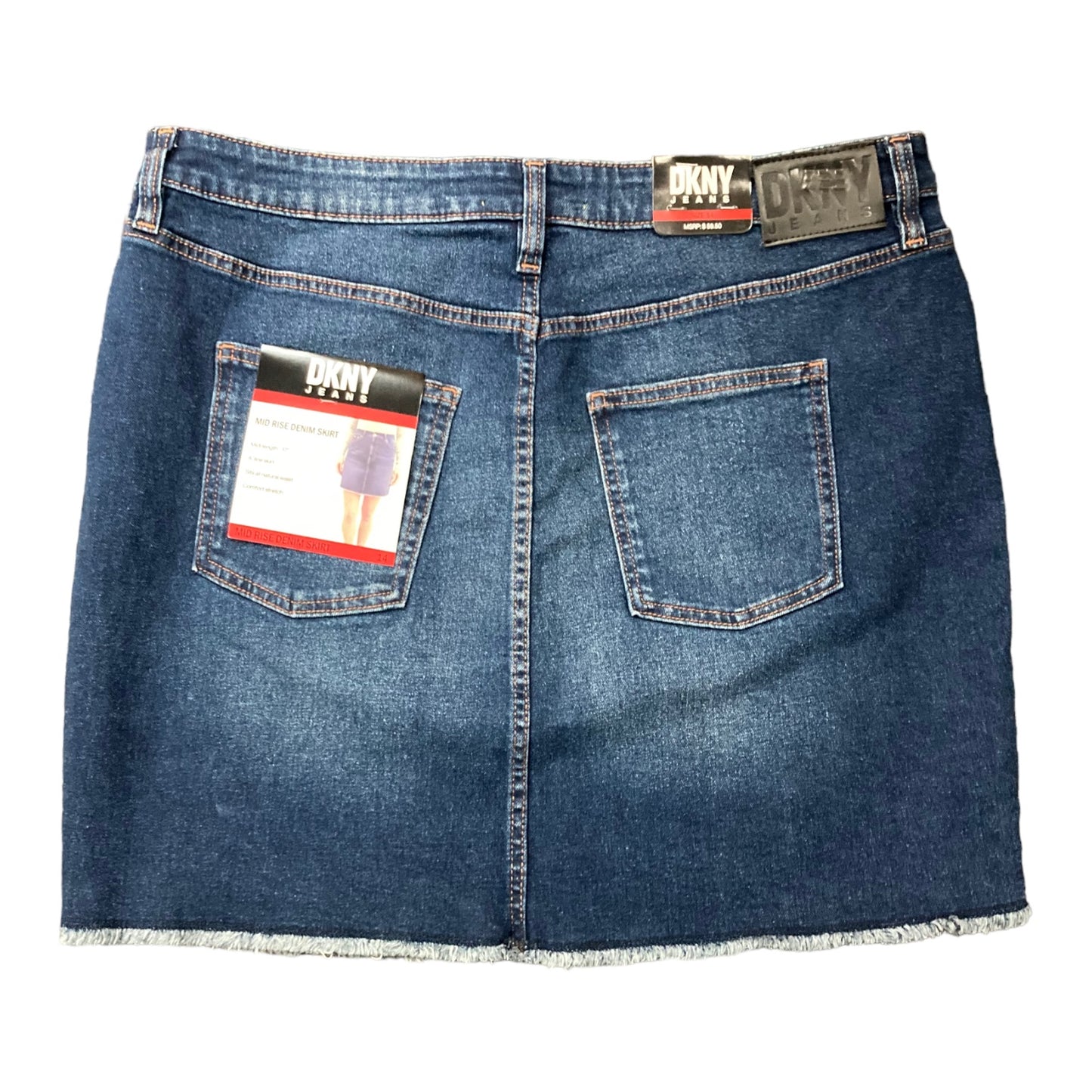 DKNY Jeans Women's 17" A-Line Frayed Raw Hem Denim Skirt