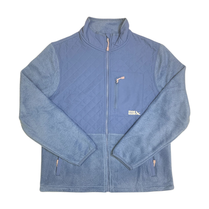 Eddie Bauer Women's Zip Up Mixed Media Polar Fleece Jacket w/ Pockets