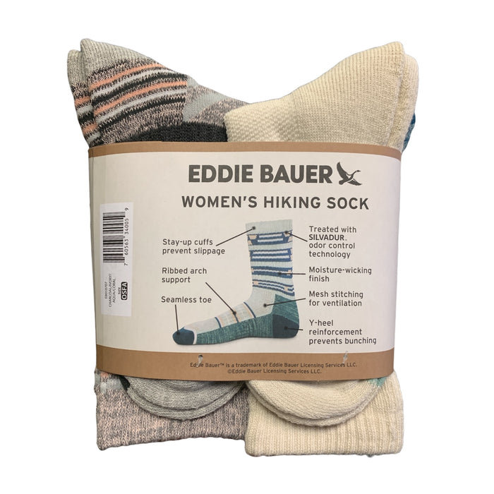Eddie Bauer Women's Hiking Sock, 4 Pack, Moisture WIcking, Fits Sizes 5-10