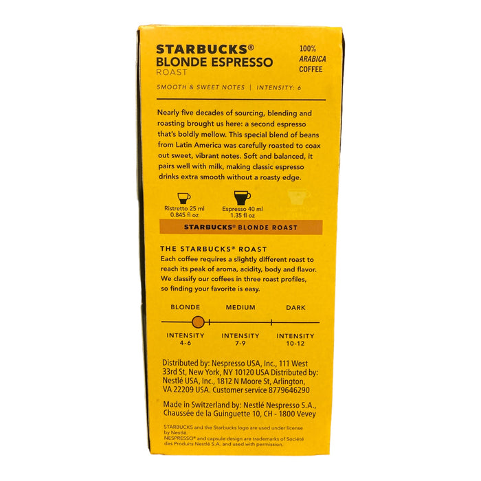 Starbucks, Blonde Espresso Roast by Nespresso, 1.86 Ounce, 10 Count