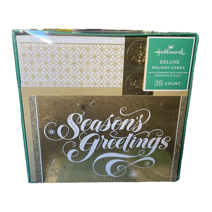 Hallmark Deluxe Holiday Cards, 35 Count, Gold Season's Greetings