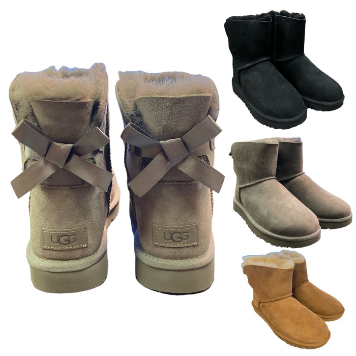 UGG Women's Mini Bailey Bow II Authentic Water Repellent Sheepskin Pull On Boot