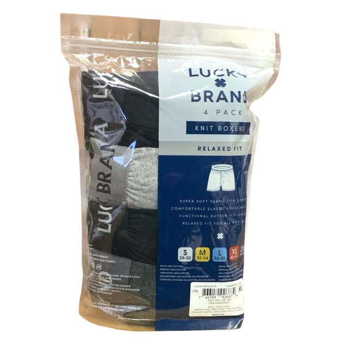 Lucky Brand Men's 4-Pack Button Through Fly Knit Boxer