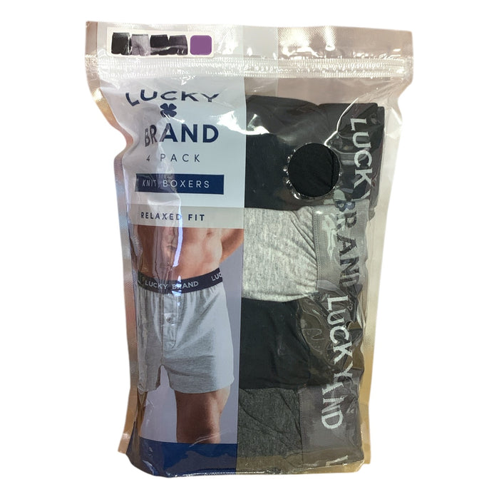 Lucky Brand Men's 4-Pack Button Through Fly Knit Boxer