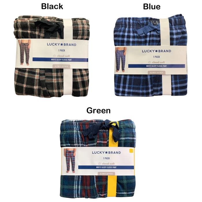 Lucky Brand Cloud Soft Men's Sleep Fleece Pant, Button Fly Opening, Side Pockets