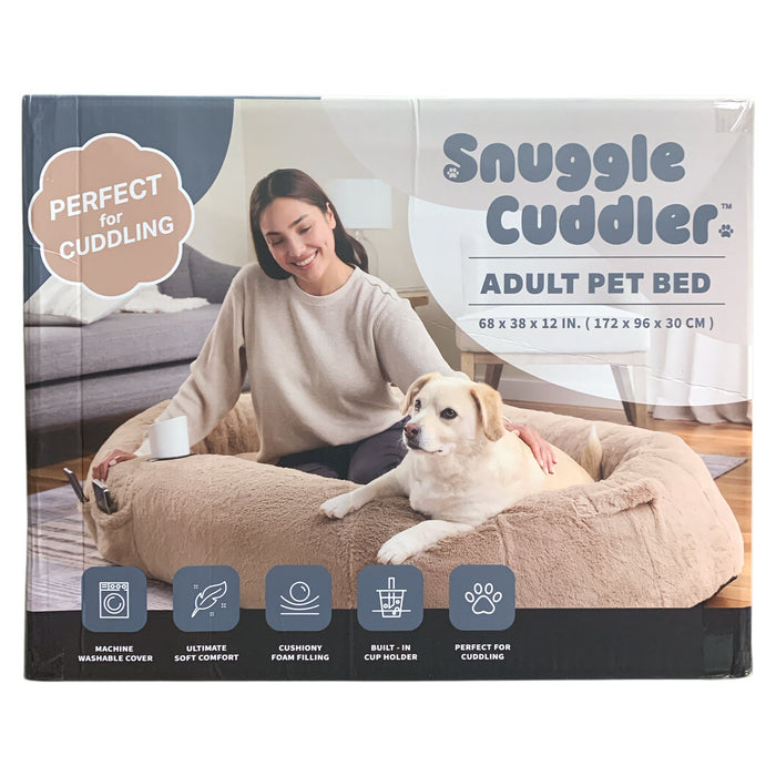 Snuggle Cuddler Oversized Plush Adult Human Dog Bed, 68"x38Xx12", Tan
