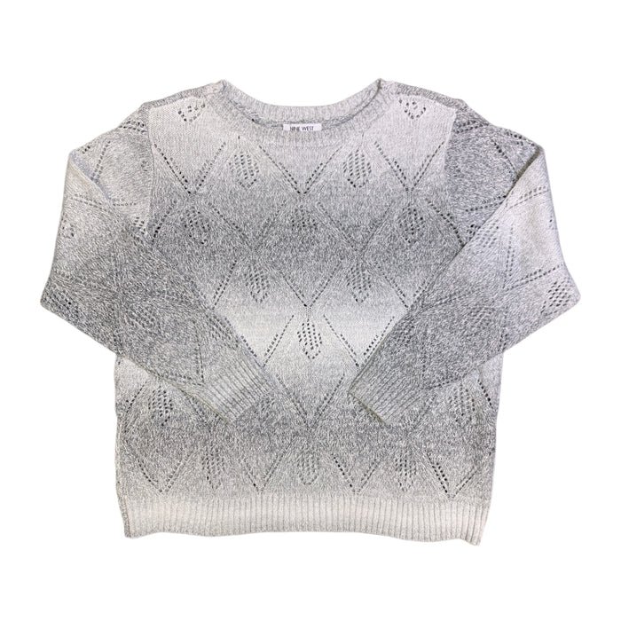 Nine West Womens Pointelle Boatneck Sweater, Long Sleeve, Ribbed Cuffs and Hem