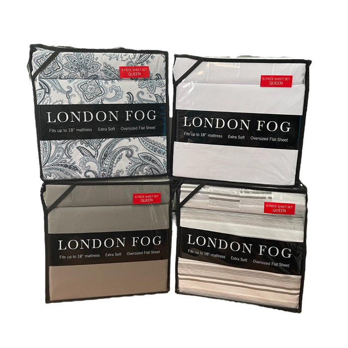 London Fog Luxurious Soft Wrinkle Resistant Sheet 6 Piece Set, Select Size/Color