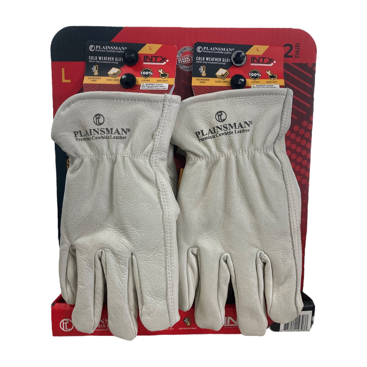 Plainsman Premium Cowhide 100 Leather Gloves Fleece Lined Insulated L Ewirelessgear