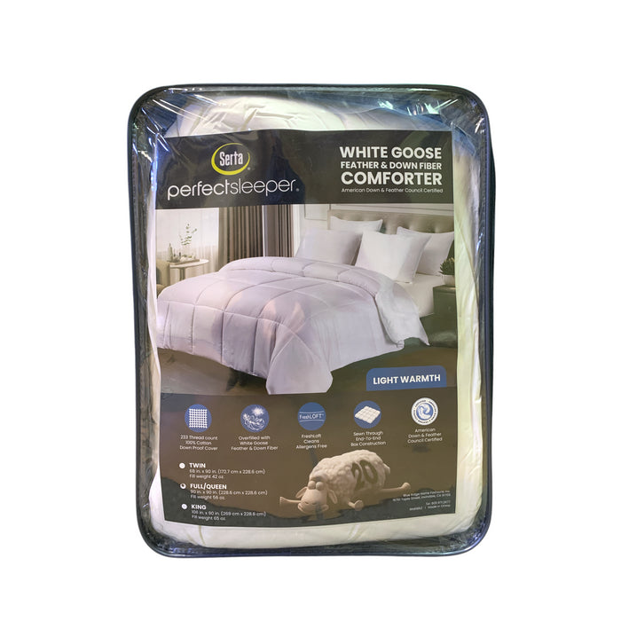 Serta PerfectSleeper White Goose Feather & Down Fiber Light Warmth Comforter