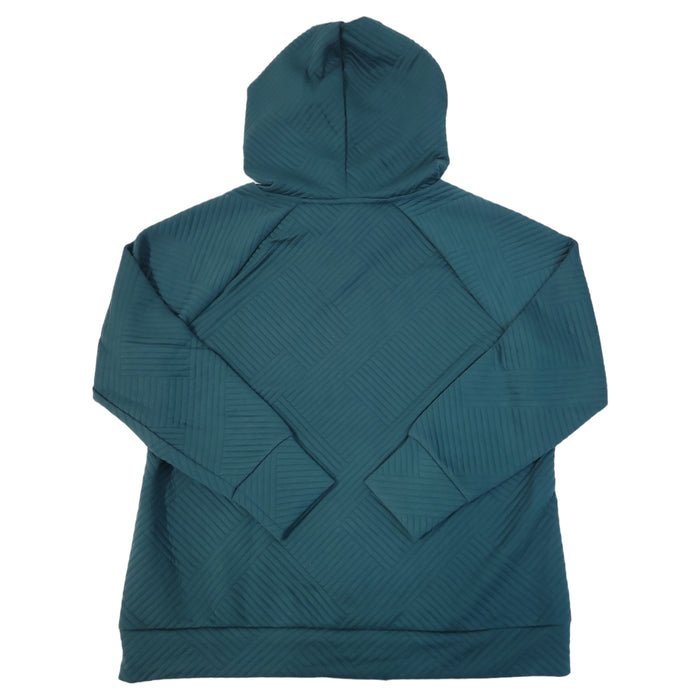 Green Tea Women's Quilted Hooded Pullover, Long Sleeve Hoodie