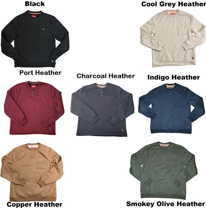 Coleman Men's Long Sleeve Sherpa Lined Secure Chest Pocket Crew Sweatshirt