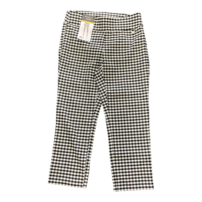 Rafaella High Stretch Fabric with Comfort Elastic Waistband Pull-on Capri (Gingham Black Combo, 12)