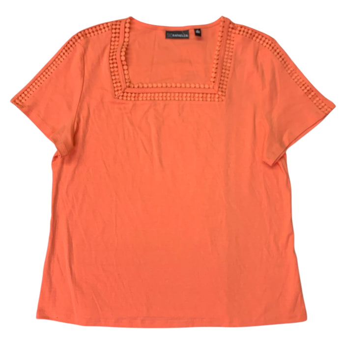 Rafaella Women's Crochet Lace Trims Squareneck Top