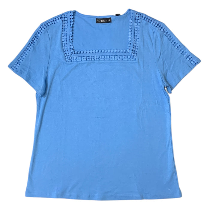 Rafaella Women's Crochet Lace Trims Squareneck Top