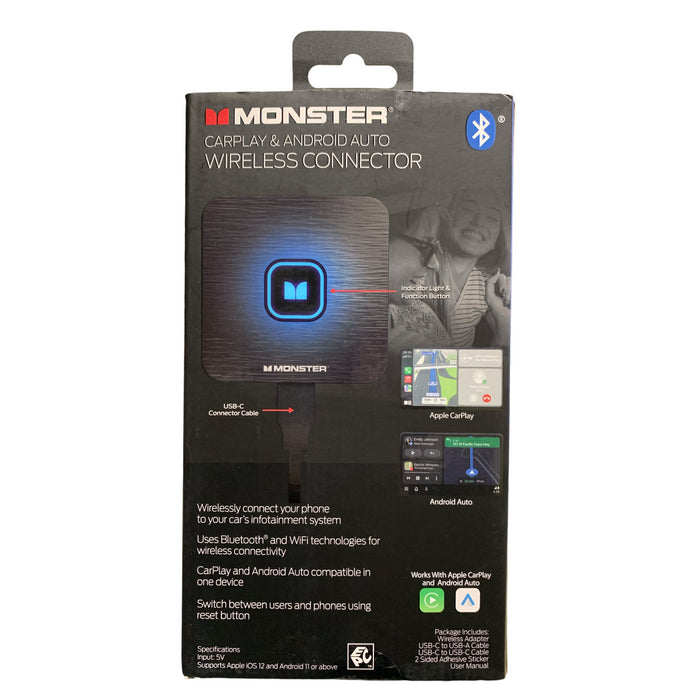 Monster Wireless Connector, Compatible with Apple CarPlay and Android Auto
