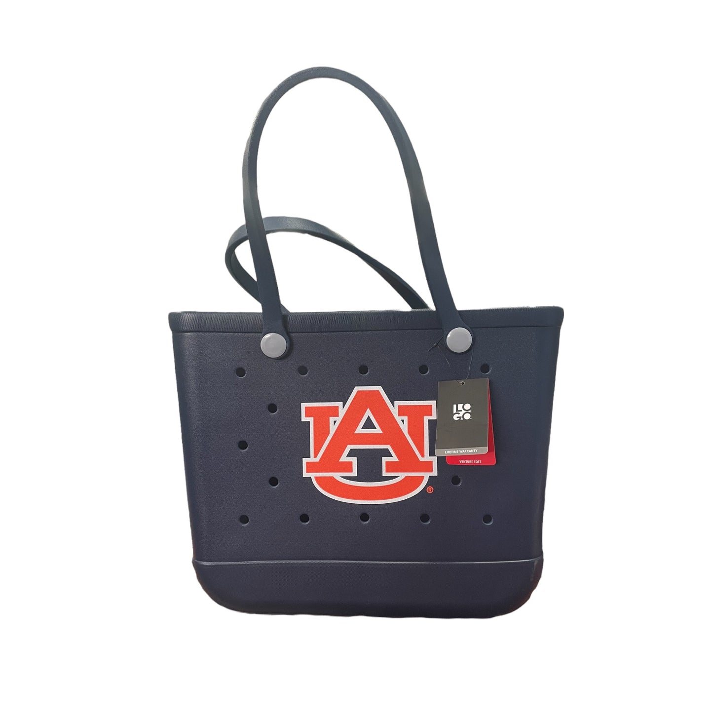 Logo Brands Auburn Venture Large Rubber Tote Bag, Navy Blue