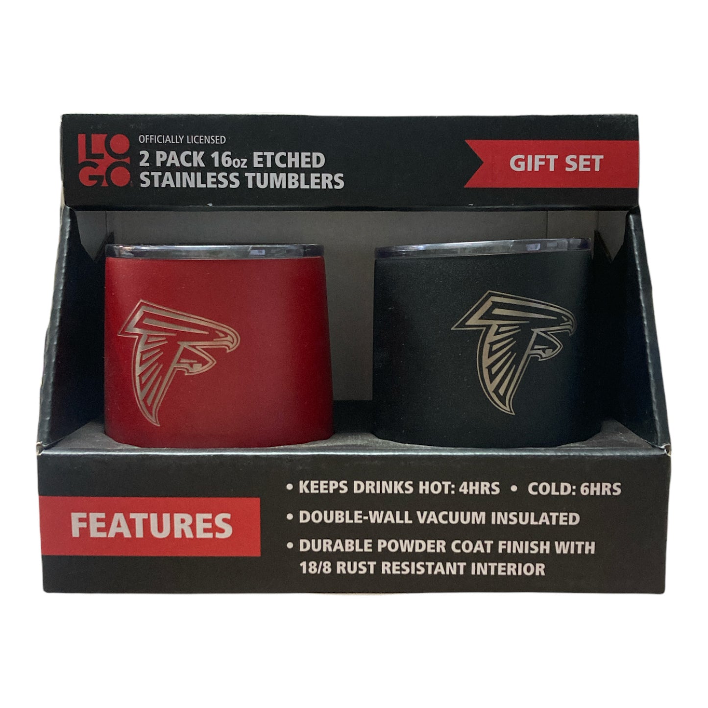Logo 2-Pack 16 oz. Etched Stainless Tumblers - Atlanta Falcons