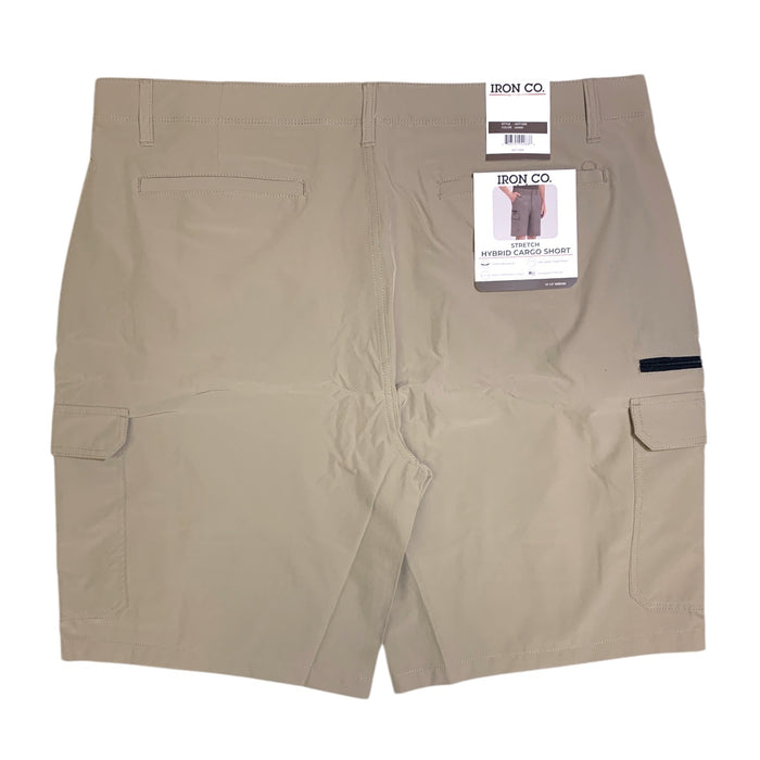 Iron Co. Mens Stretch Hybrid Cargo Short, Side Zipper Cargo Pocket