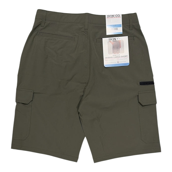 Iron Co. Mens Stretch Hybrid Cargo Short, Side Zipper Cargo Pocket