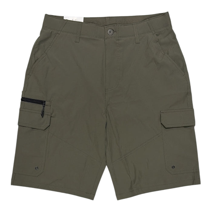 Iron Co. Mens Stretch Hybrid Cargo Short, Side Zipper Cargo Pocket
