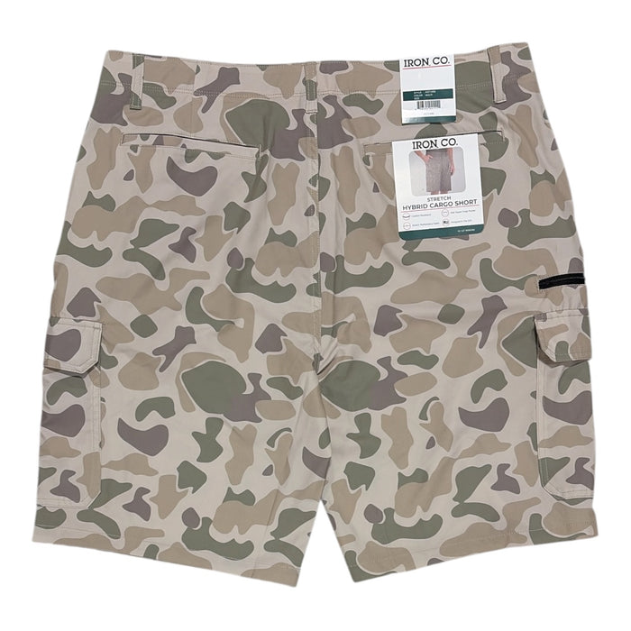 Iron Co. Mens Stretch Hybrid Cargo Short, Side Zipper Cargo Pocket
