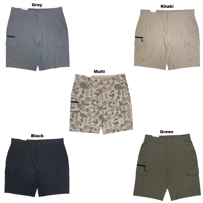 Iron Co. Mens Stretch Hybrid Cargo Short, Side Zipper Cargo Pocket
