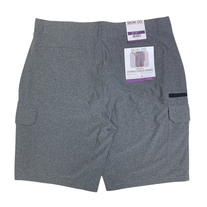 Iron Co. Mens Stretch Hybrid Cargo Short, Side Zipper Cargo Pocket