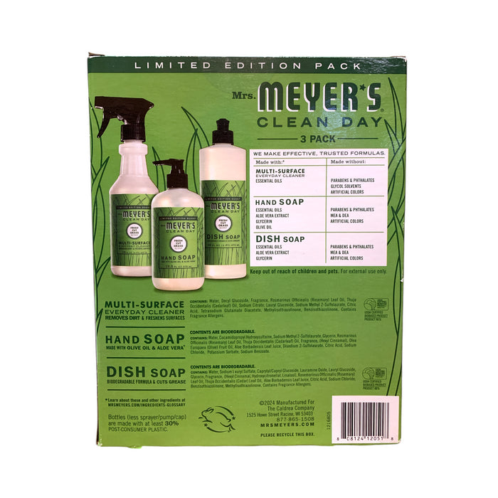 Mrs. Meyer's Clean Day 3 Pack, Soap & Multi-Surface Cleaner (Fresh Cut Grass)