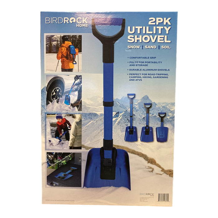 BirdRock Home Emergency Blue Utility Shovel 2 Pack For Snow Sand And Soil