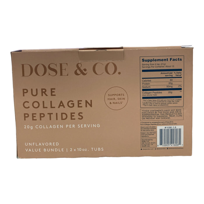 Dose & Co Pure Collagen Peptides Powder, Unflavored (10 oz. tubs, 2 pk.)