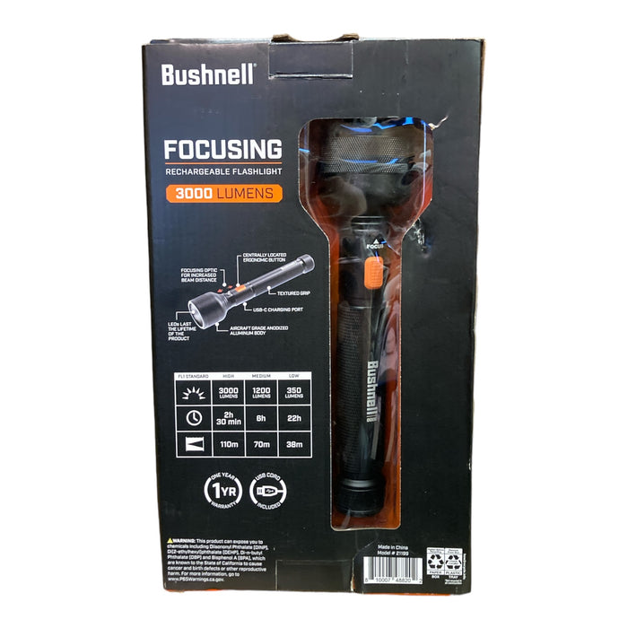 bushnell rechargeable focusing flashlight details Bushnell 3000 Lumen Rechargeable Focusing Flashlight — Ewirelessgear