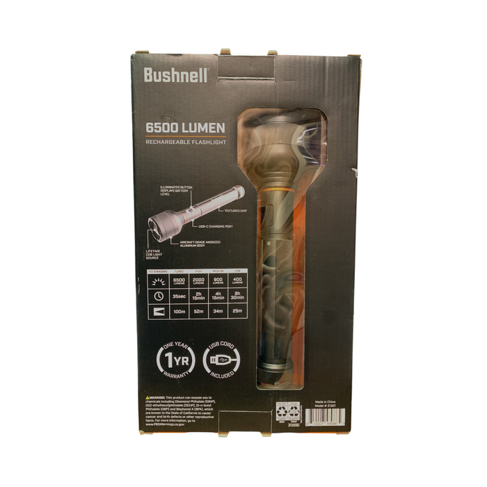 bushnell lithiom ion rechargeable flashlight Bushnell 6500 Lumen Rechargeable Performance Grade 4-Mode Flashlight — Ewirelessgear