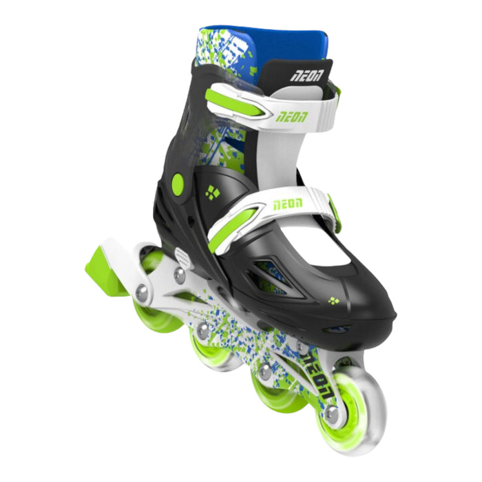 NEON 2-in-1 Combo Skates with Light-up Wheels, Green/Black, Size:12-2