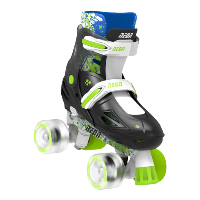 NEON 2-in-1 Combo Skates with Light-up Wheels, Green/Black, Size:12-2