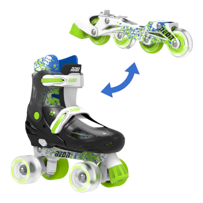 NEON 2-in-1 Combo Skates with Light-up Wheels, Adjustable sizes 3-6