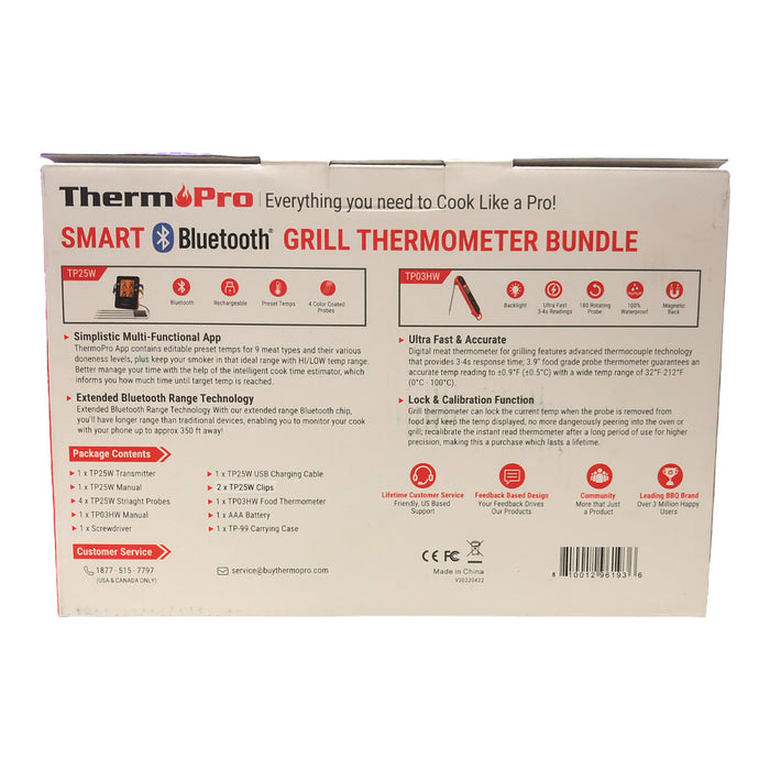 ThermoPro Bluetooth Grill Thermometer Bundle, 350ft Range