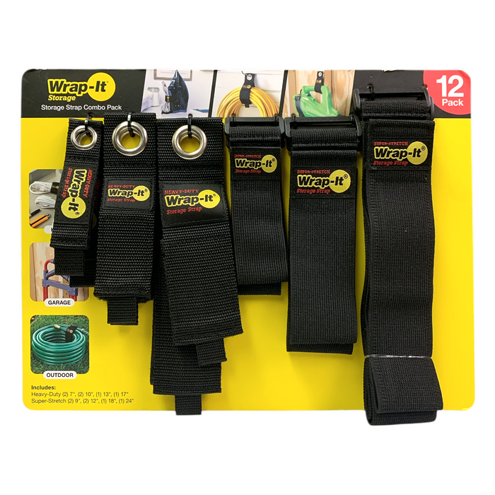 Wrap-It Storage Storage Strap Combo Pack, 12 Straps, Assorted Sizes