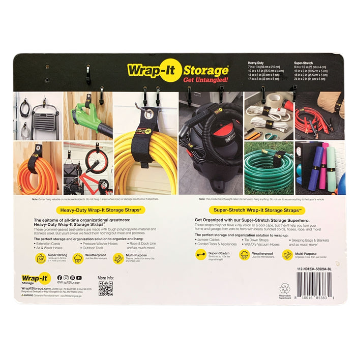 Wrap-It Storage Storage Strap Combo Pack, 12 Straps, Assorted Sizes